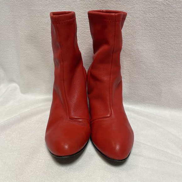 Opening Ceremony Dylan Womens Boots Stretch Leather Red 36 Silver Chunky Heel - Picture 1 of 10